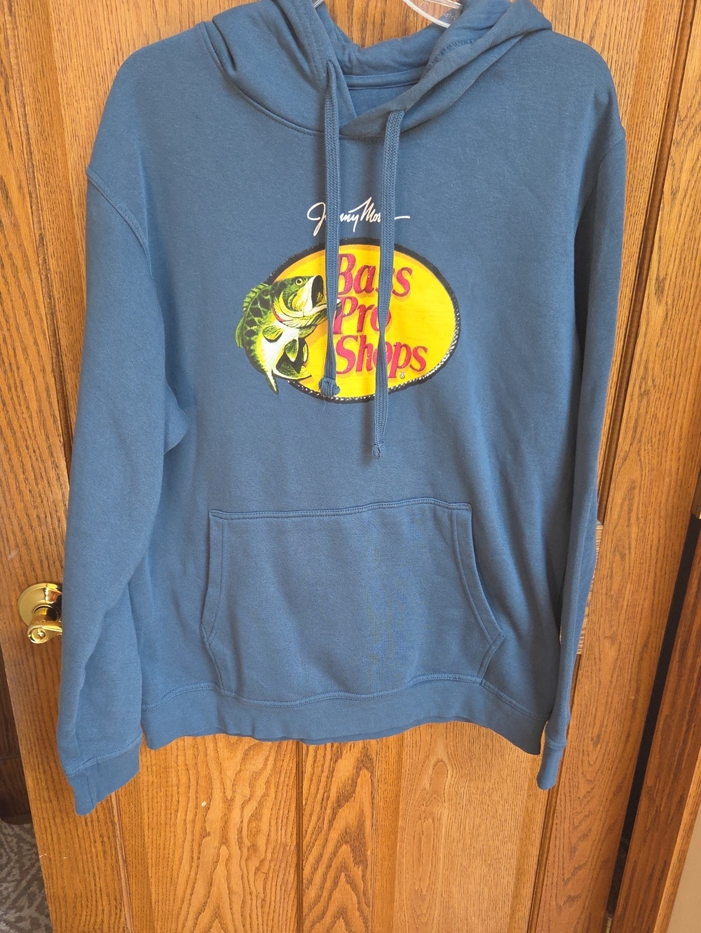 Bass Pro Shops Blue Hoodie with Yellow Fish Logo